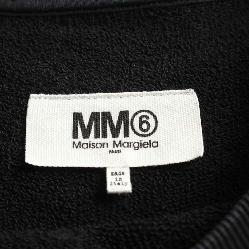 【日本直送】 MM6 MAISON MARGIELA MM6 梅森 馬吉拉 T恤 全體人員 脖子 標識 刺繡 棉布 黑色的 邊 狹縫-2