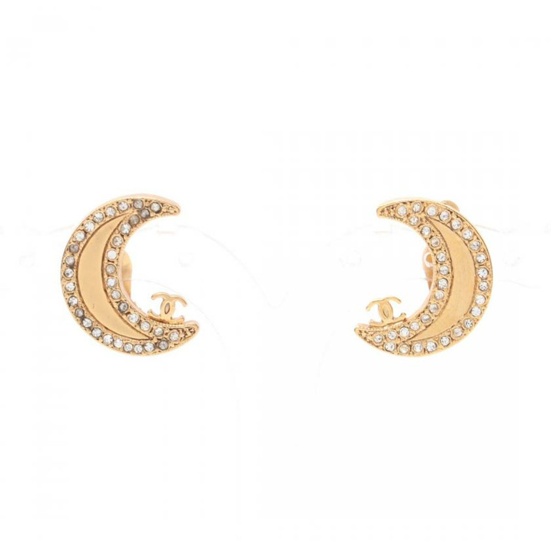 【日本直送】 CHANEL 香奈兒 可可 標記 月亮 耳環 全科醫生 水鑽 金子 01P-0