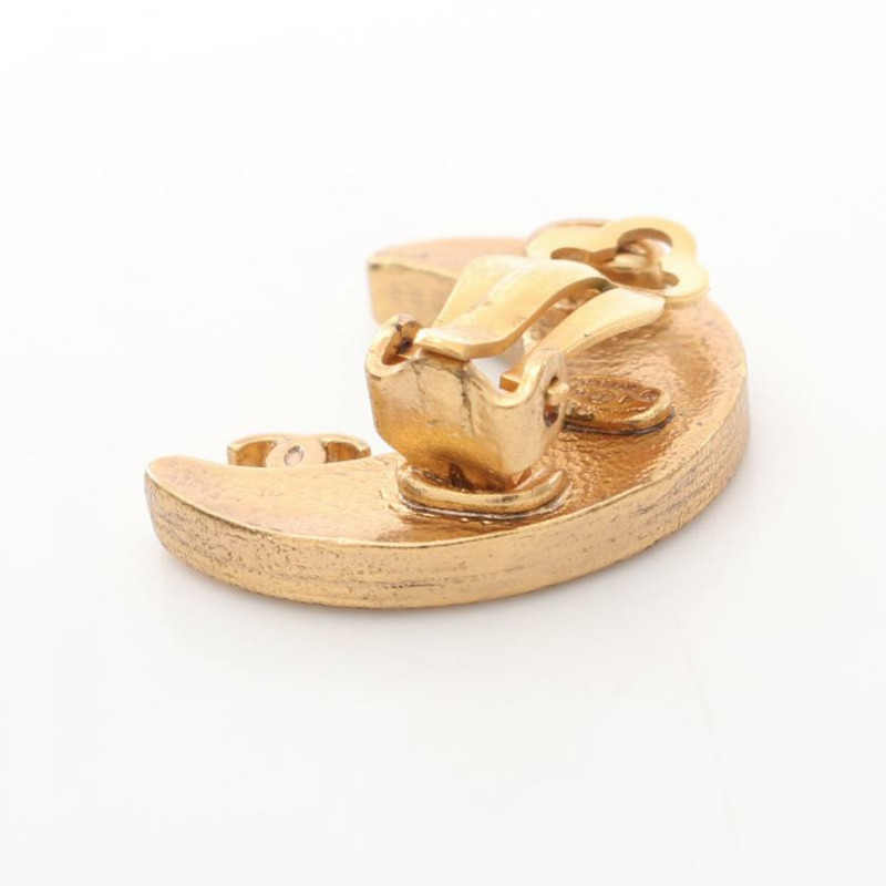 【日本直送】 CHANEL 香奈兒 可可 標記 月亮 耳環 全科醫生 水鑽 金子 01P-5