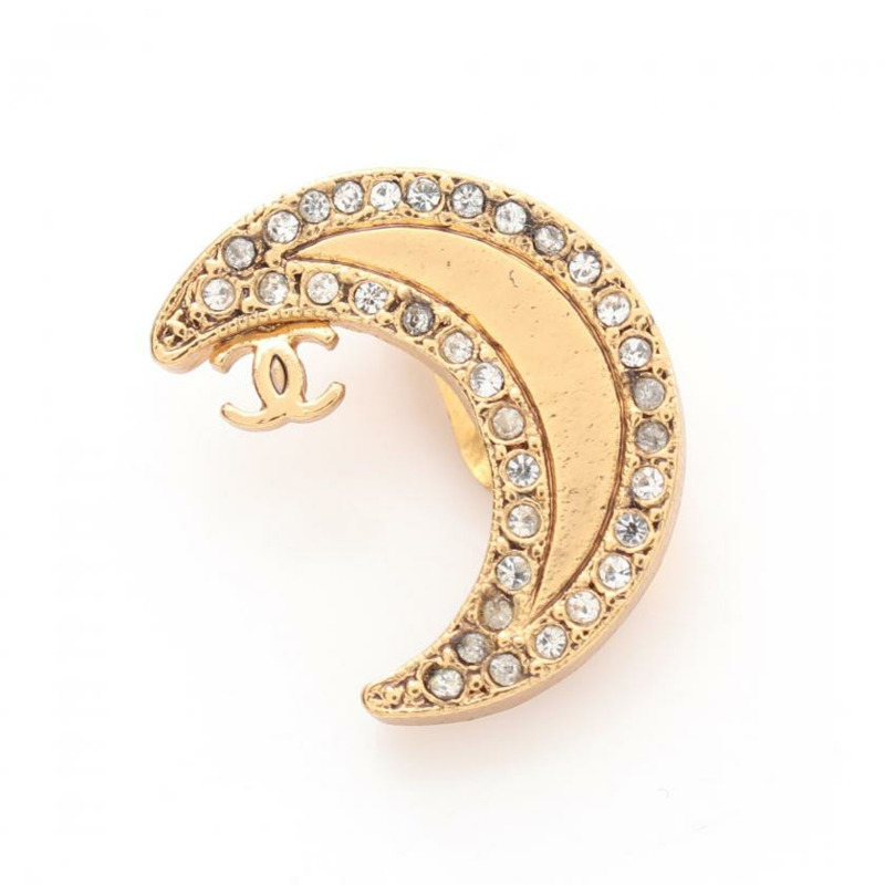 【日本直送】 CHANEL 香奈兒 可可 標記 月亮 耳環 全科醫生 水鑽 金子 01P-6