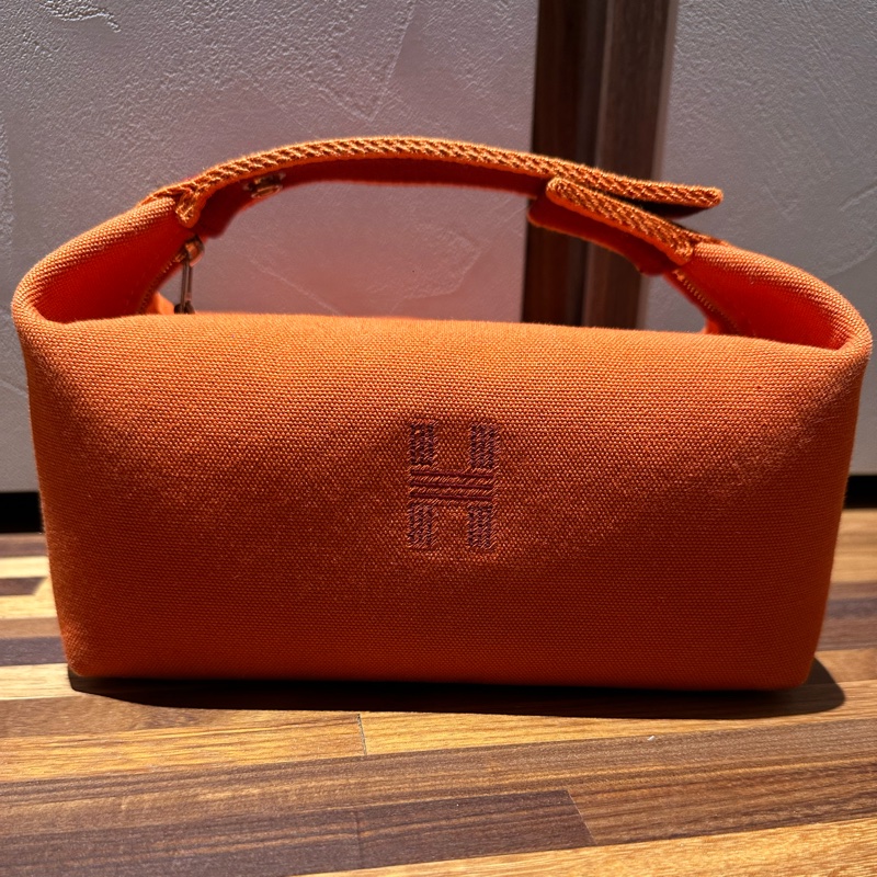 降價！保證正品 義大利購入 HERMES 愛馬仕橘 便當袋 飯盒包-0