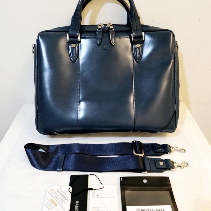 近全新【Master-Piece MSPC】真皮 小牛皮 公事包 電腦包 手提包 側背包 日本製-0