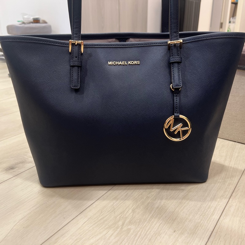 深藍色MK托特包-0