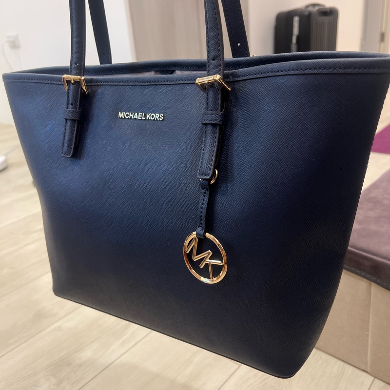 深藍色MK托特包-2