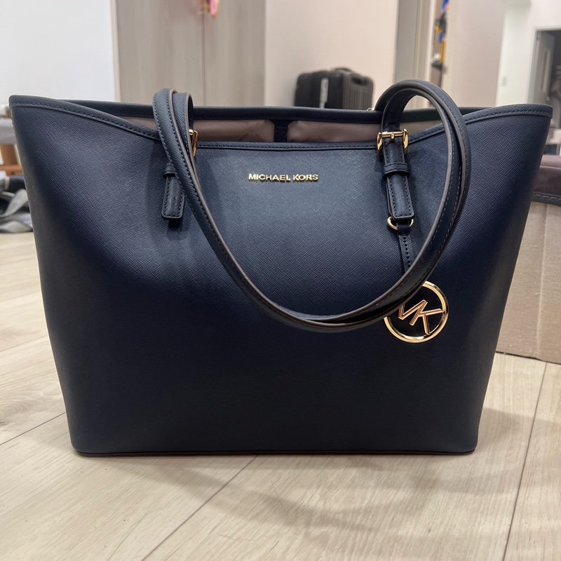 深藍色MK托特包-5