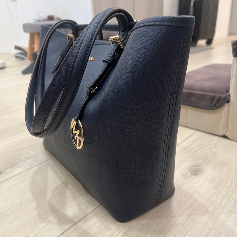 深藍色MK托特包-6