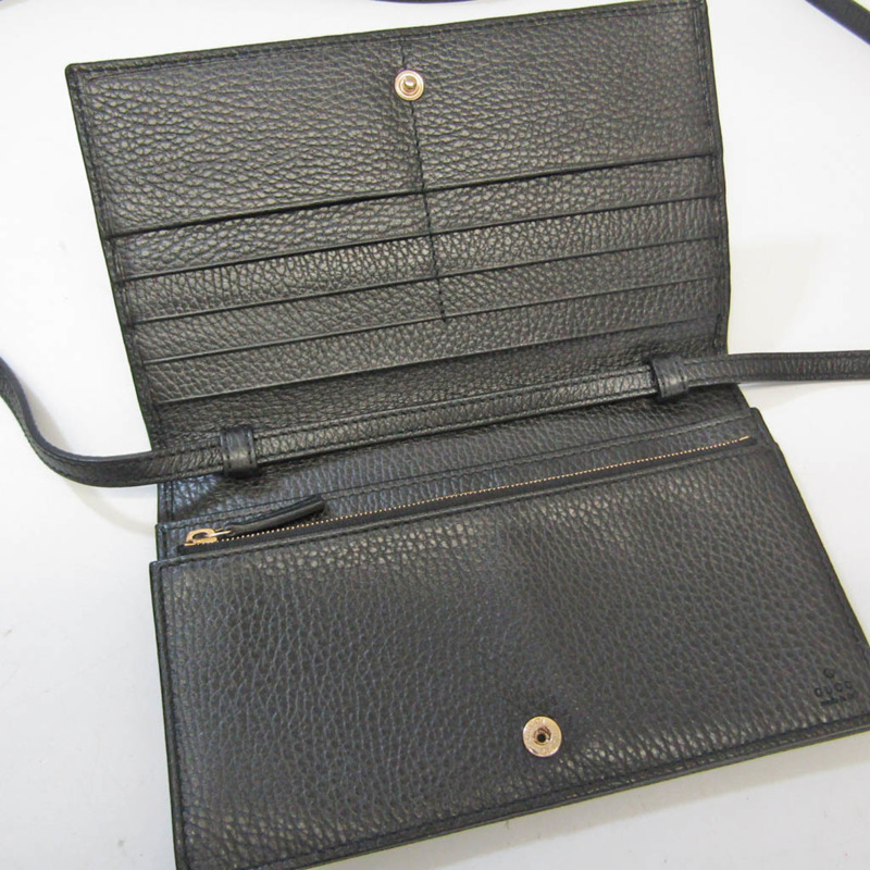 【日本直送】Gucci Gucci Swing 368231 女士皮革鏈/肩皮夾 黑色-3