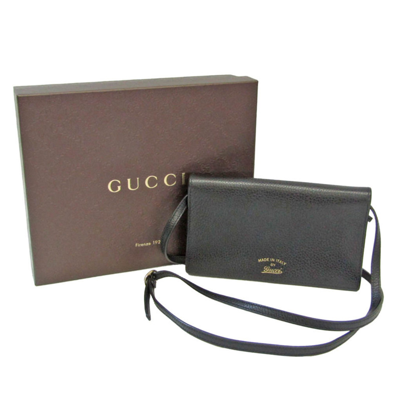 【日本直送】Gucci Gucci Swing 368231 女士皮革鏈/肩皮夾 黑色-12