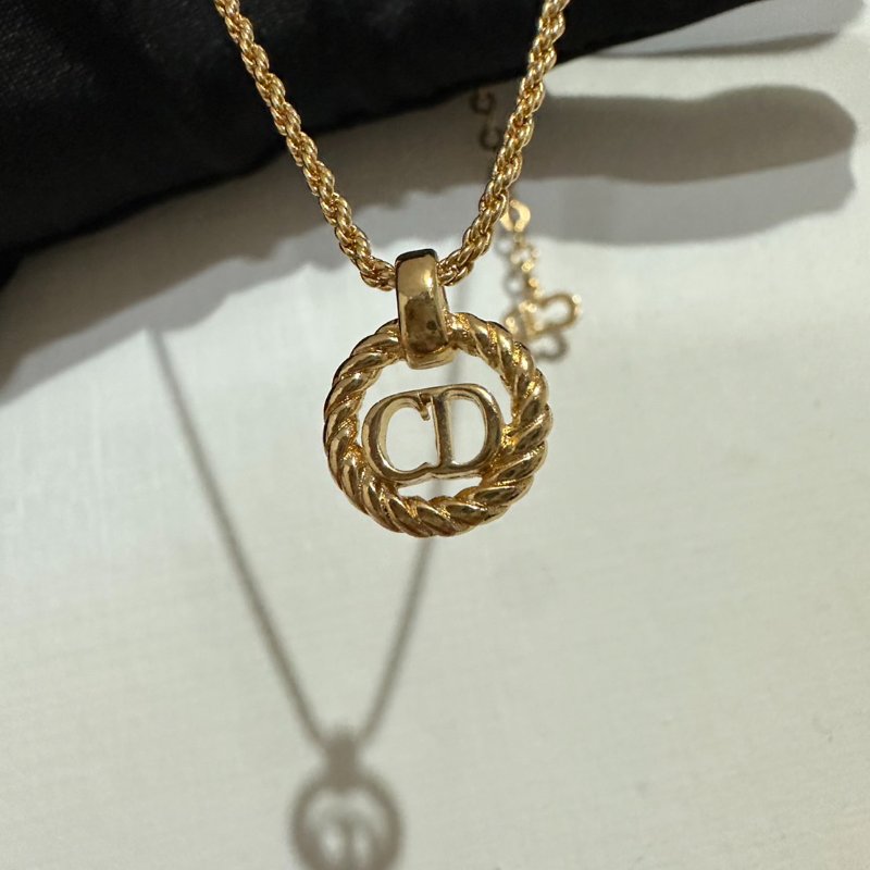 Christian Dior 經典金色CD麻花邊項鍊  極美款  近全新✨-3