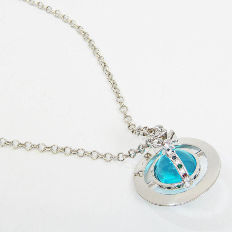 【日本直送】Vivienne Westwood 巨型圓球吊墜金屬、水鑽女用吊墜項鍊(藍色、銀色)-0