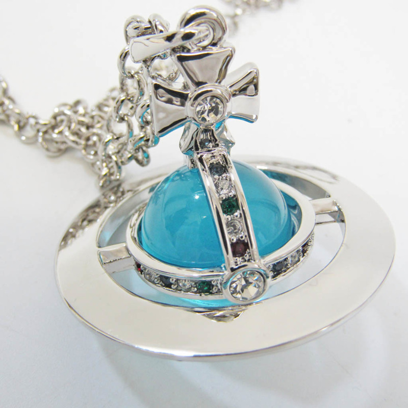 【日本直送】Vivienne Westwood 巨型圓球吊墜金屬、水鑽女用吊墜項鍊(藍色、銀色)-3