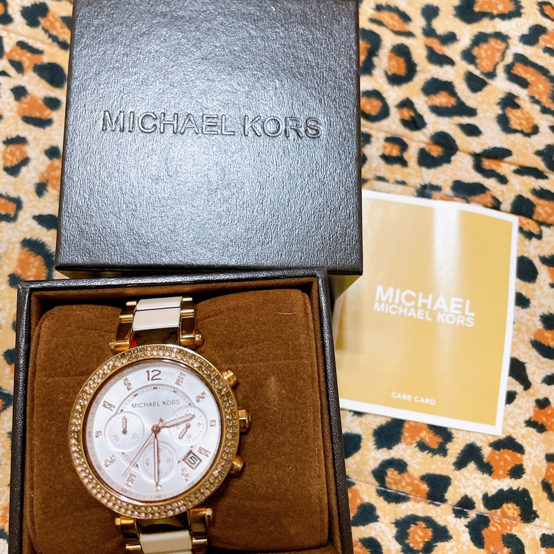 (已售出)Michael Kors MK 高雅閃鑽玫瑰金手錶 (白玫瑰金-1