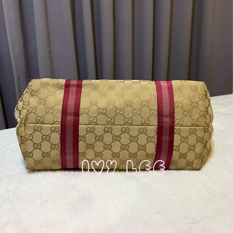 GUCCI 139260 桃紅粉邊 蝴蝶 緹花布 手提包 肩背包 托特包 購物包 BOOKTOTE 優惠款 二手精品-2