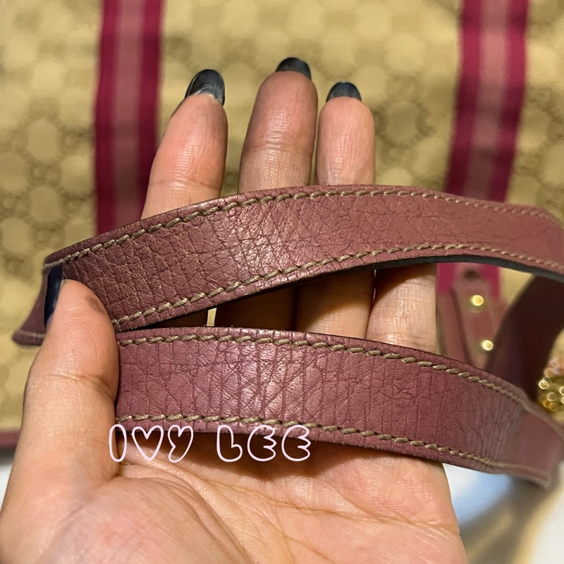 GUCCI 139260 桃紅粉邊 蝴蝶 緹花布 手提包 肩背包 托特包 購物包 BOOKTOTE 優惠款 二手精品-3