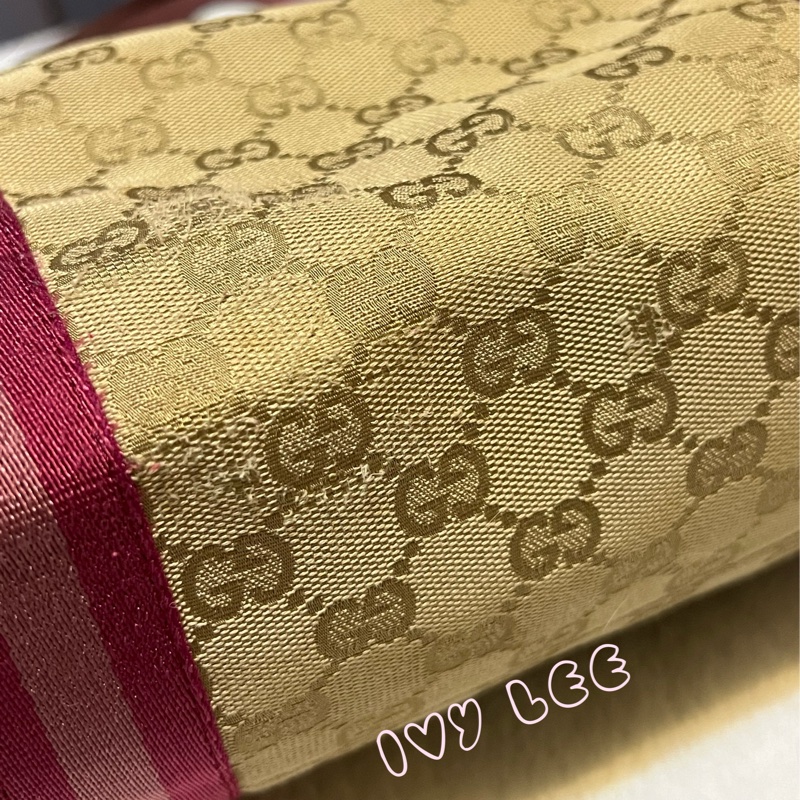GUCCI 139260 桃紅粉邊 蝴蝶 緹花布 手提包 肩背包 托特包 購物包 BOOKTOTE 優惠款 二手精品-11