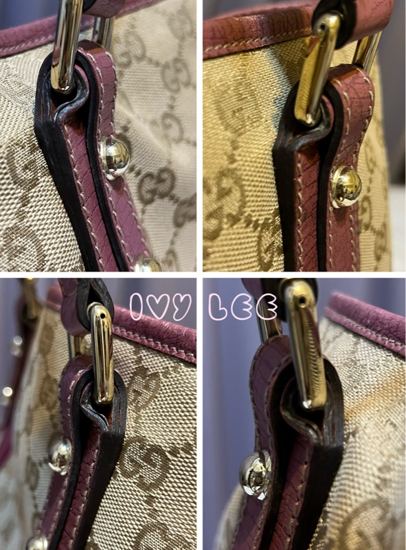 GUCCI 139260 桃紅粉邊 蝴蝶 緹花布 手提包 肩背包 托特包 購物包 BOOKTOTE 優惠款 二手精品-16