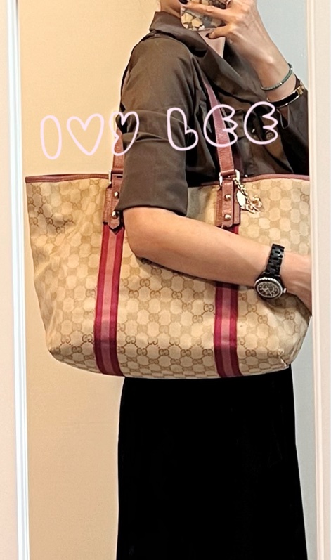 GUCCI 139260 桃紅粉邊 蝴蝶 緹花布 手提包 肩背包 托特包 購物包 BOOKTOTE 優惠款 二手精品-23