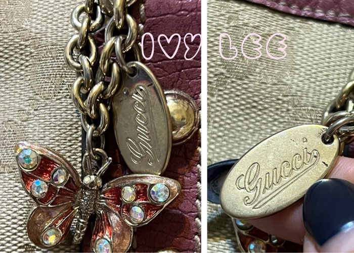 GUCCI 139260 桃紅粉邊 蝴蝶 緹花布 手提包 肩背包 托特包 購物包 BOOKTOTE 優惠款 二手精品-24