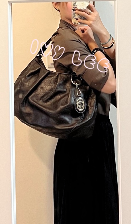 GUCCI 深咖啡牛皮 Sukey Hobo 肩背包 手提包（售出） 364843 近新優惠 二手精品-22