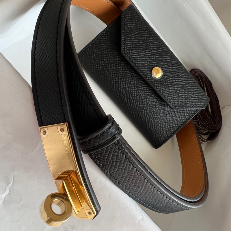 全新 Hermes 愛馬仕 Kelly 黑金 皮帶 Kelly 18 pocket Epsom-5
