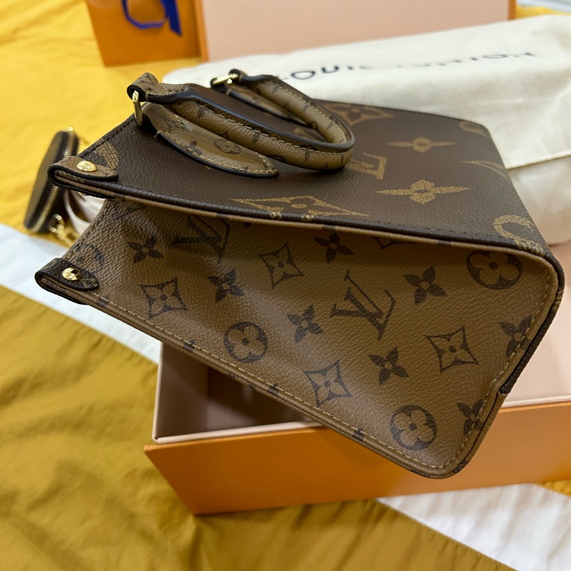 LV 全新onthego 小號/撞色拼接/款背帶+零錢包-26