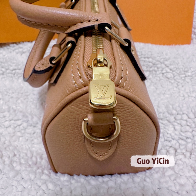 (售出別私訊囉)稀有釋出!全配!LV nano speedy 限定奶茶色晶片款-2