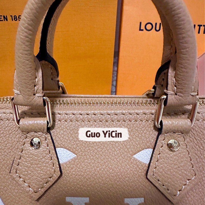 (售出別私訊囉)稀有釋出!全配!LV nano speedy 限定奶茶色晶片款-3