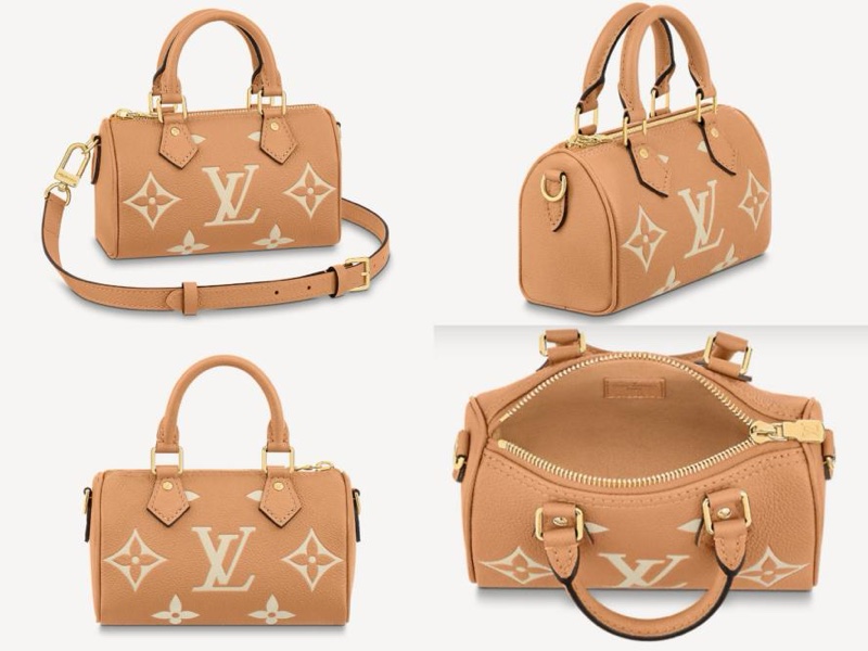 (售出別私訊囉)稀有釋出!全配!LV nano speedy 限定奶茶色晶片款-15