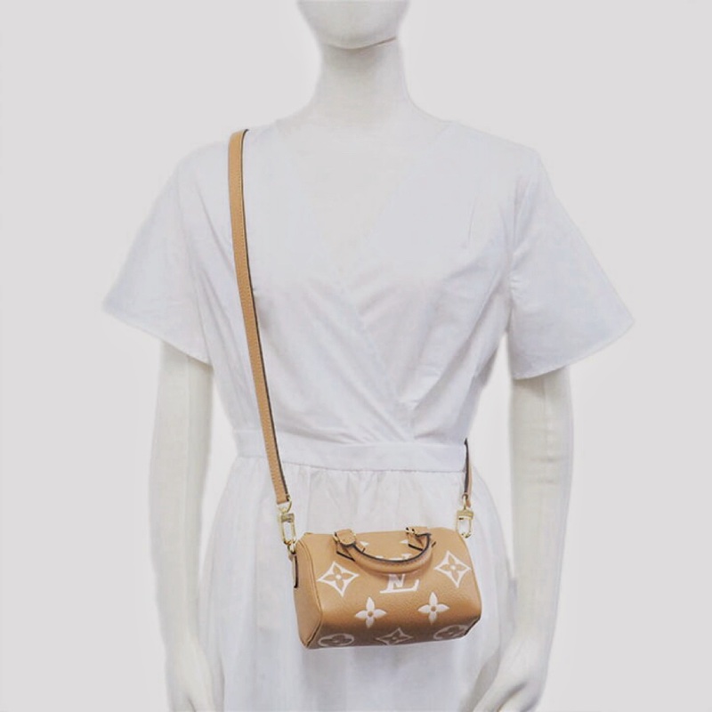 (售出別私訊囉)稀有釋出!全配!LV nano speedy 限定奶茶色晶片款-17