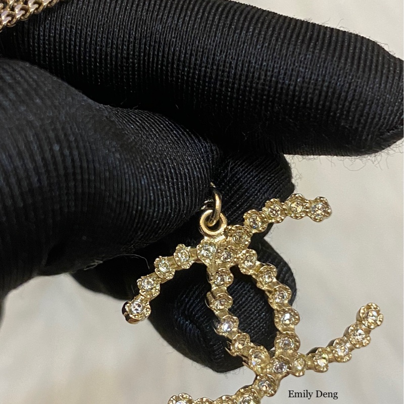 Chanel 經典雙C鑲嵌水鑽項鍊-5