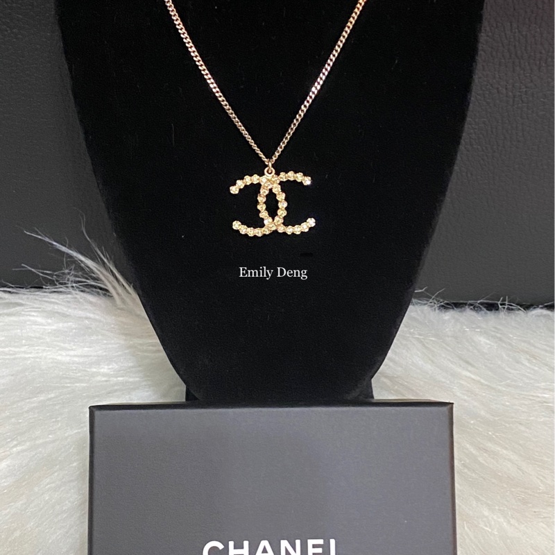 Chanel 經典雙C鑲嵌水鑽項鍊-10