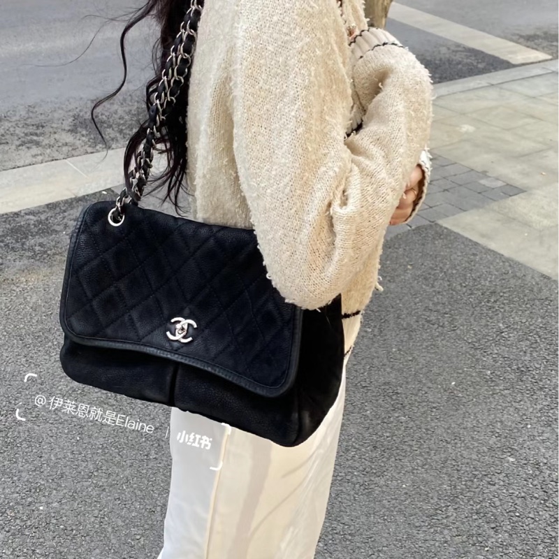 香奈兒 Chanel 中古Vintage麂皮雙口袋流浪機場包-2