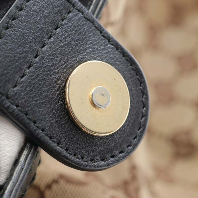 【日本直送】 GUCCI GUCCI SUKEY Diamante 帆布肩包 真皮 米色 黑色-4