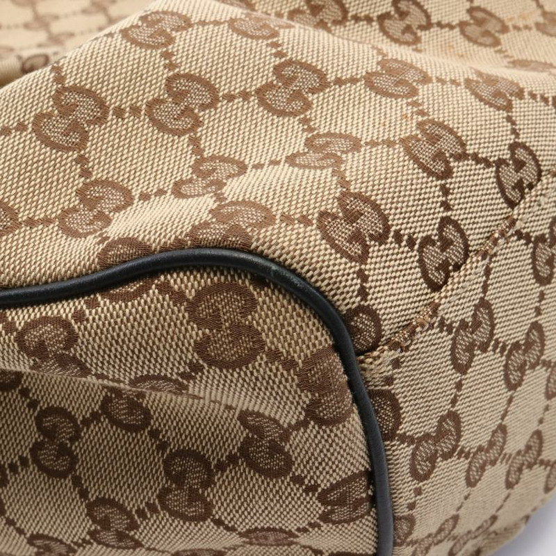 【日本直送】 GUCCI GUCCI SUKEY Diamante 帆布肩包 真皮 米色 黑色-7