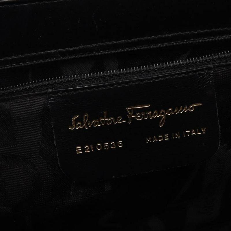 【日本直送】 Salvatore Ferragamo Salvatore Ferragamo Gancino 真皮手提包 黑色 兩用款-3