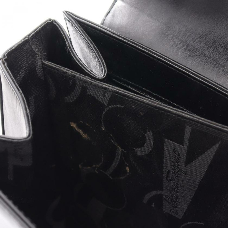 【日本直送】 Salvatore Ferragamo Salvatore Ferragamo Gancino 真皮手提包 黑色 兩用款-6