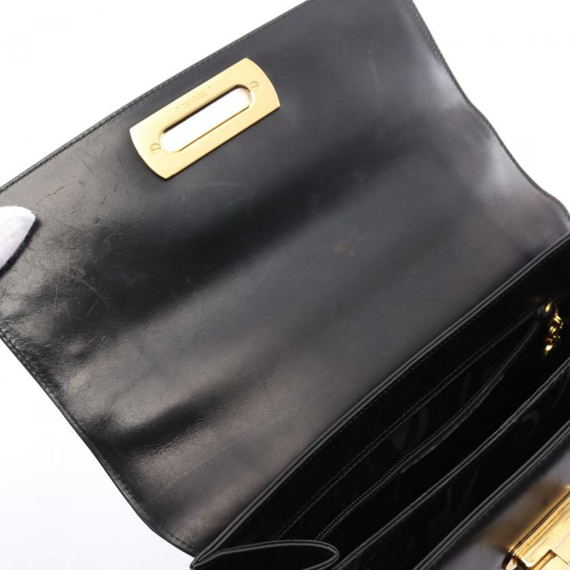 【日本直送】 Salvatore Ferragamo Salvatore Ferragamo Gancino 真皮手提包 黑色 兩用款-9