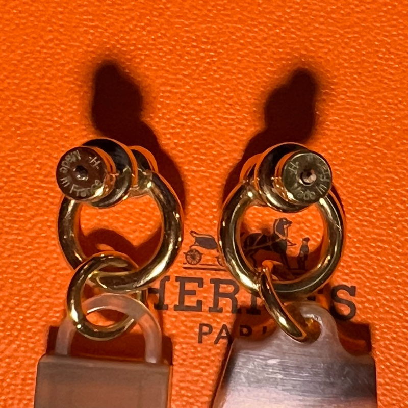 Hermes Kelly&鎖形牛角耳環-3