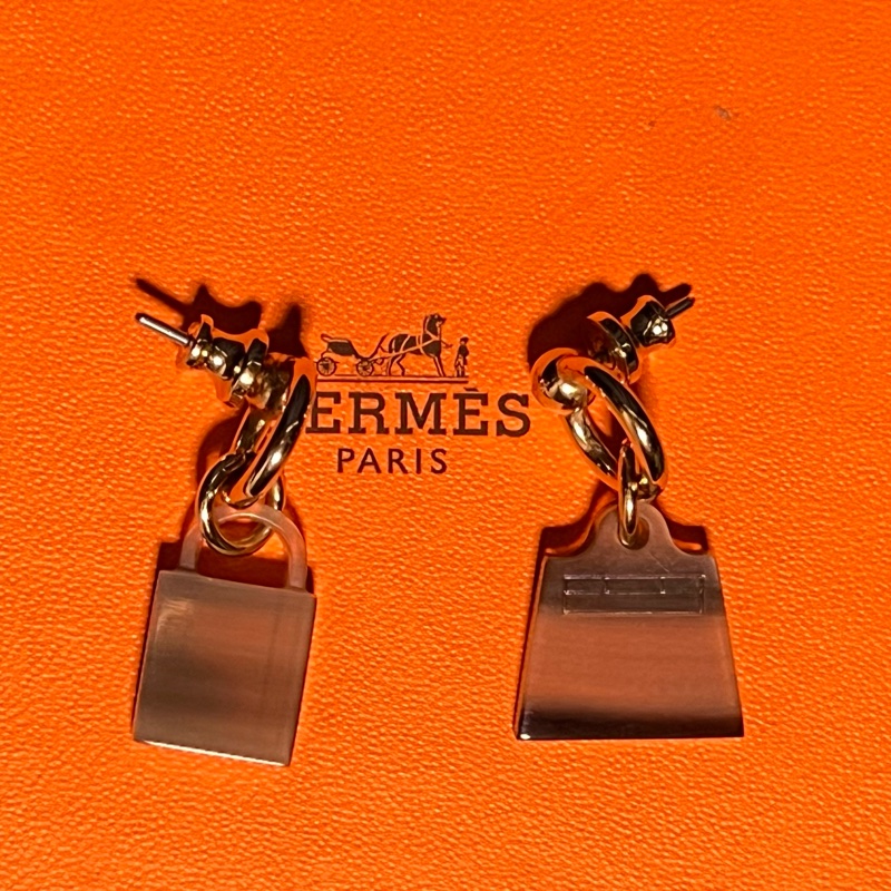Hermes Kelly&鎖形牛角耳環-4