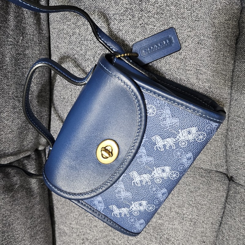 🩷三折至11/7🩷coach藍色馬車包-0