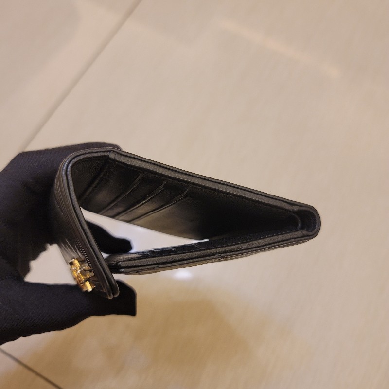 CHANEL 香奈兒 Boy系列黑銀三折短夾-12