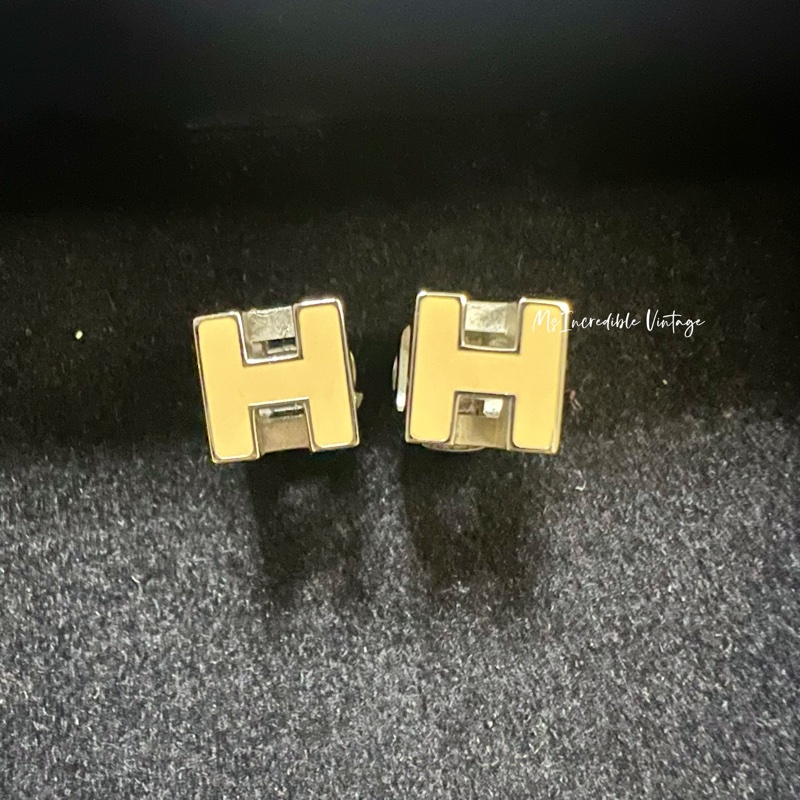 Hermes Cage d’H Earrings Silver Brown 銀啡Cage d’H耳針耳環｜PopChill 拍拍圈
