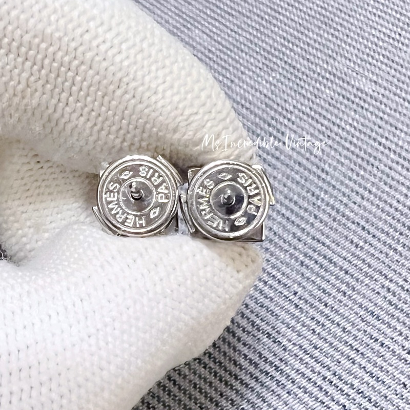 Hermes Cage d’H Earrings Silver Brown 銀啡Cage d’H耳針耳環｜PopChill 拍拍圈
