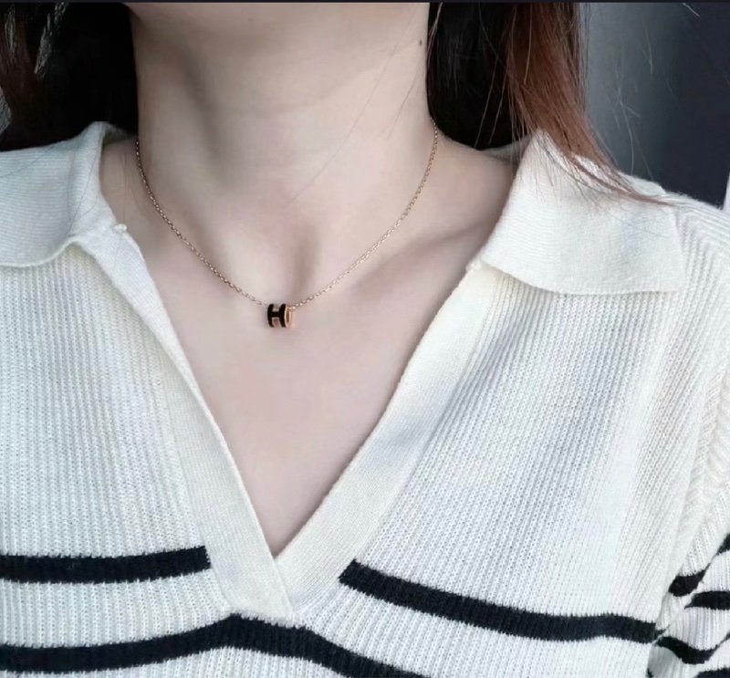 Hermes mini Pop H 項鍊 （全新）黑玫瑰金-8