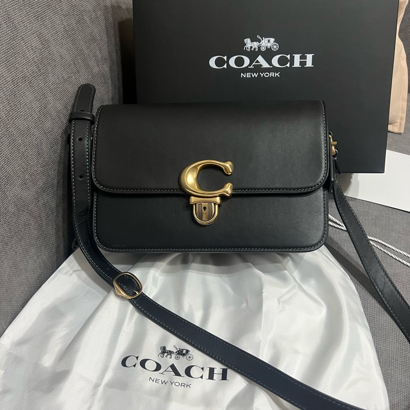 coach studio 25 肩背包 側背包 黑色 棒球手套鞣製皮革 單肩背包-0