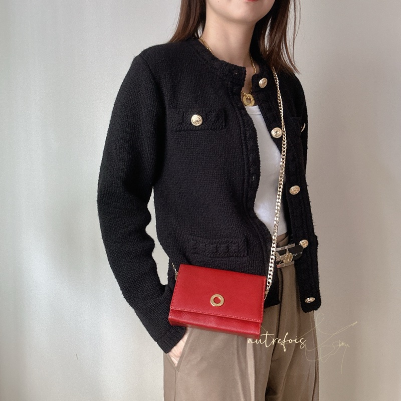 中古 Celine 圓環扣化妝袋 小廢包 單肩包-1