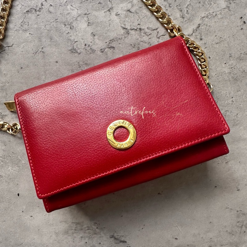 中古 Celine 圓環扣化妝袋 小廢包 單肩包-2