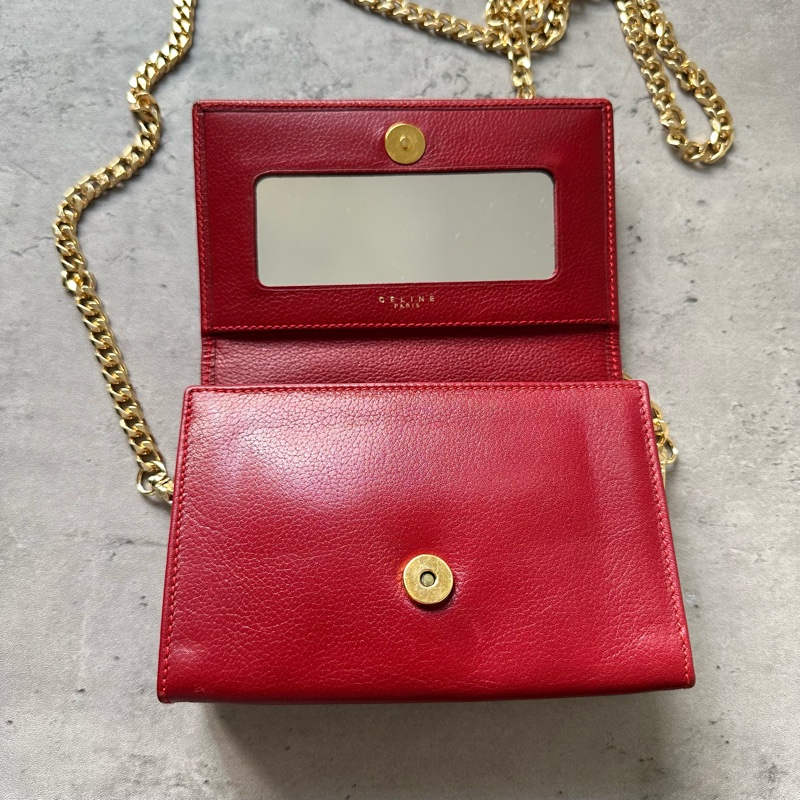 中古 Celine 圓環扣化妝袋 小廢包 單肩包-7