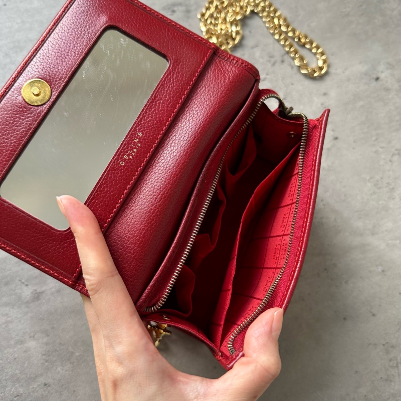 中古 Celine 圓環扣化妝袋 小廢包 單肩包-9