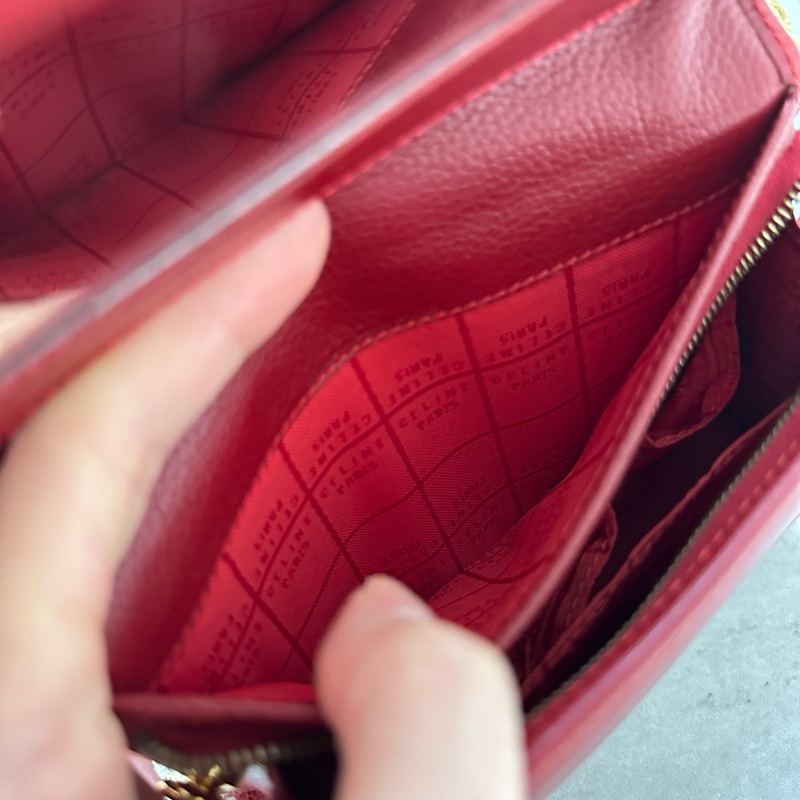 中古 Celine 圓環扣化妝袋 小廢包 單肩包-11
